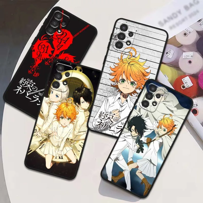 The Promised Neverland para Samsung Galaxy A54 A55 A56 A70 A71 A72 A73 J4 J6 M02 M11 M12 5G funda negra para teléfono