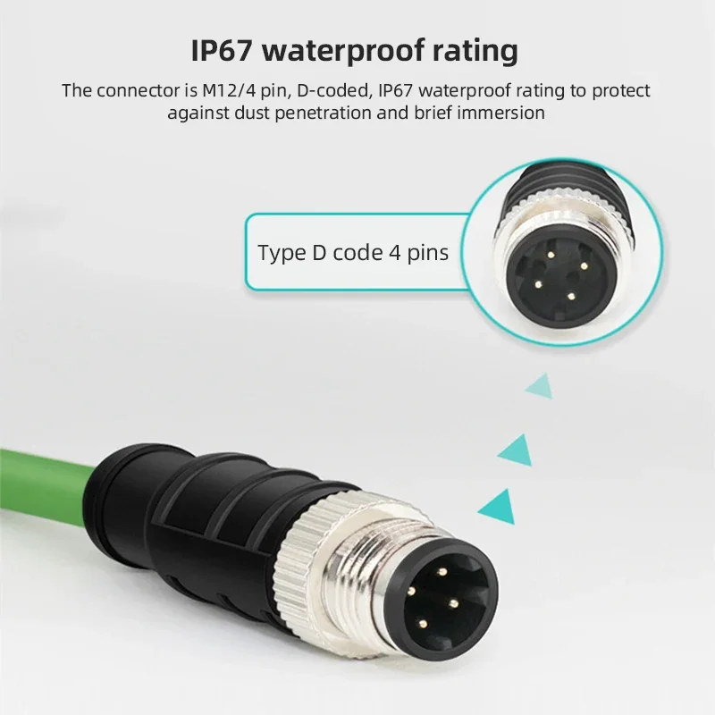 Cable conector M12 A RJ45 para Cognex Industrial M12, 8 pines, 4 pines, codificación tipo X/A/D para blindaje, línea Profinet Ethernet RJ45 - imagen 3