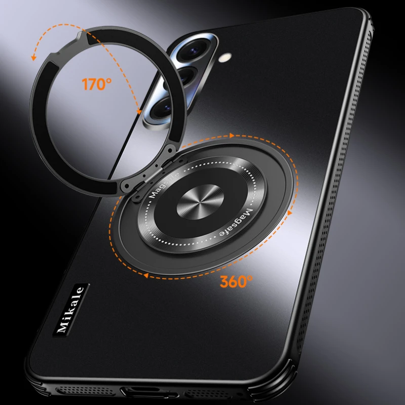 Funda rígida magnética Magsafe mate para Samsung S25 Ultra Plus, funda con soporte para anillo de cámara para Galaxy S 25 S25 + carcasa con soporte - imagen 2