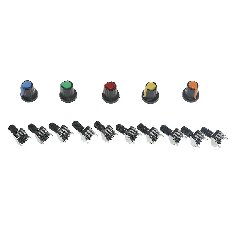 70 Uds 10 valores 3 pines con perillas B1K-B1M RV09 Kit surtido de potenciómetro giratorio de sello ajustable Vertical - imagen 3