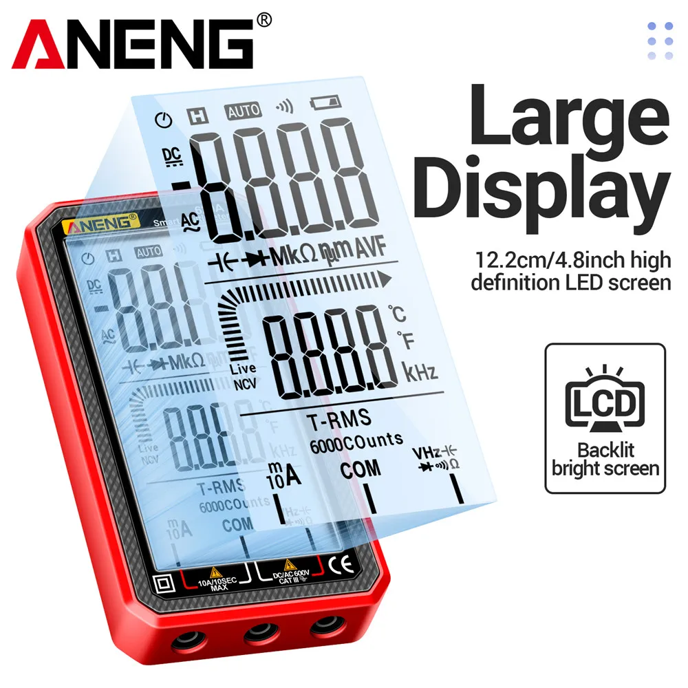 Multímetro Digital, multímetro de 6000 recuentos, ANENG 620A, valores eficaces verdaderos, medidor de capacitancia eléctrica automática, herramienta de temperatura de resistencia a la temperatura - imagen 3
