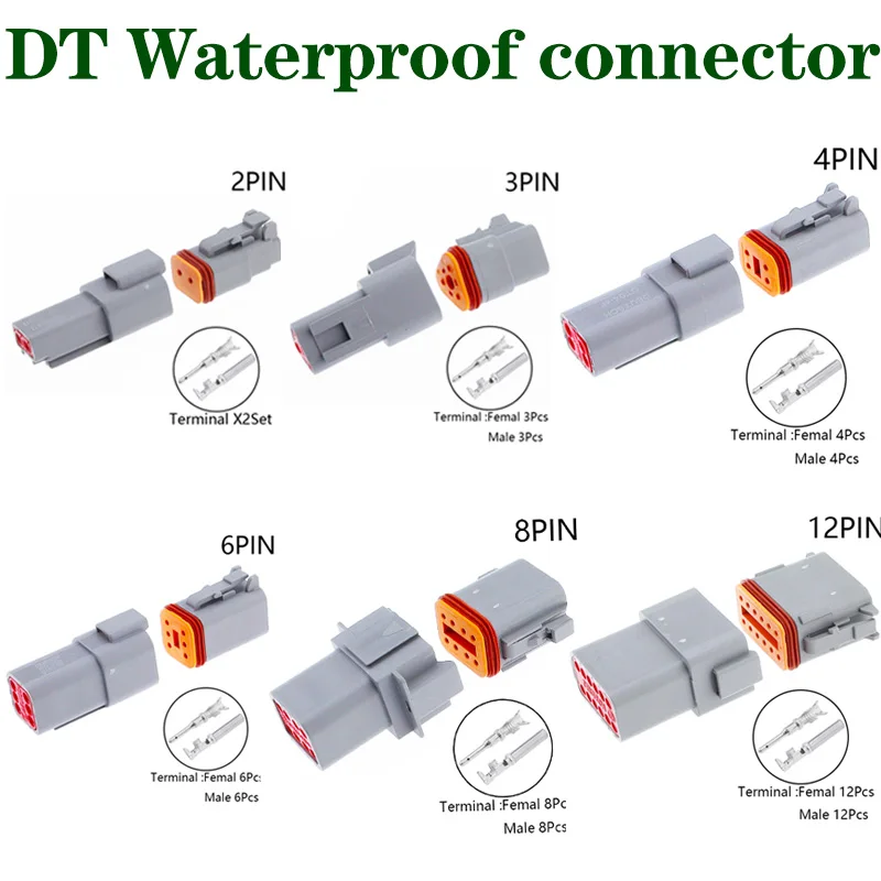 Conector DT conector enchufable para coche DT04-2 agujero/3/4/6/8/12 orificios DT06-2S/3S/8S 22-16AWG conector Deutsch impermeable deutch - imagen 2