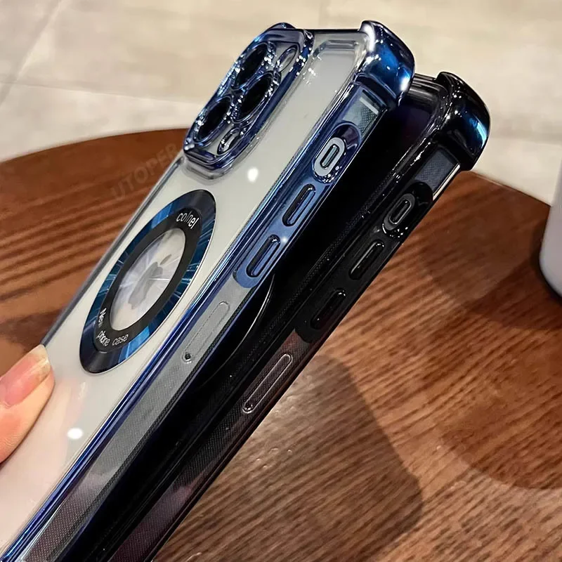 Para IPhone 16 11 12 13 14 15 Pro Max Plus lujosa simplicidad revestimiento trasero a prueba de golpes funda de teléfono cubierta de carga inalámbrica magnética - imagen 3