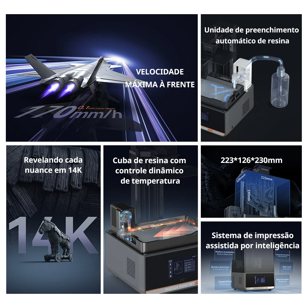 2 Pieces OR 5 Pieces ANYCUBIC Photon Mono M7 Pro MSLA-impresora 3D Mono de 14K, máquina de impresión 3D de resina LCD de 10,1 pulgadas, velocidad de hasta 170 mm/h - imagen 3