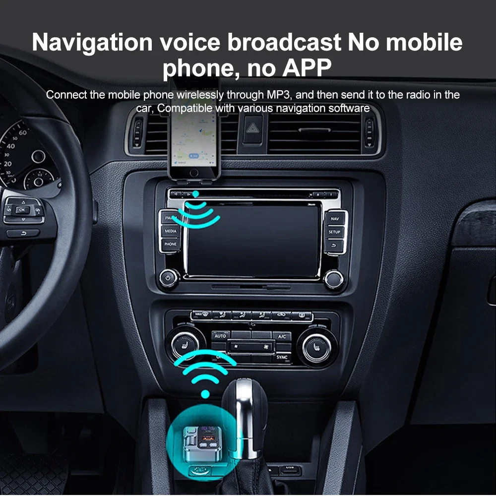Transmisor FM Bluetooth 5,1 para coche, reproductor de música estéreo MP3, manos libres, Kit inalámbrico auxiliar de 3,5mm para coche, cargador rápido PD USB-C de 30W - imagen 4