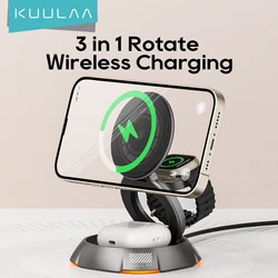 KUULAA Cargador Inalámbrico 3 en 1 iPhone 15/14/13/12 AirPods/Watch