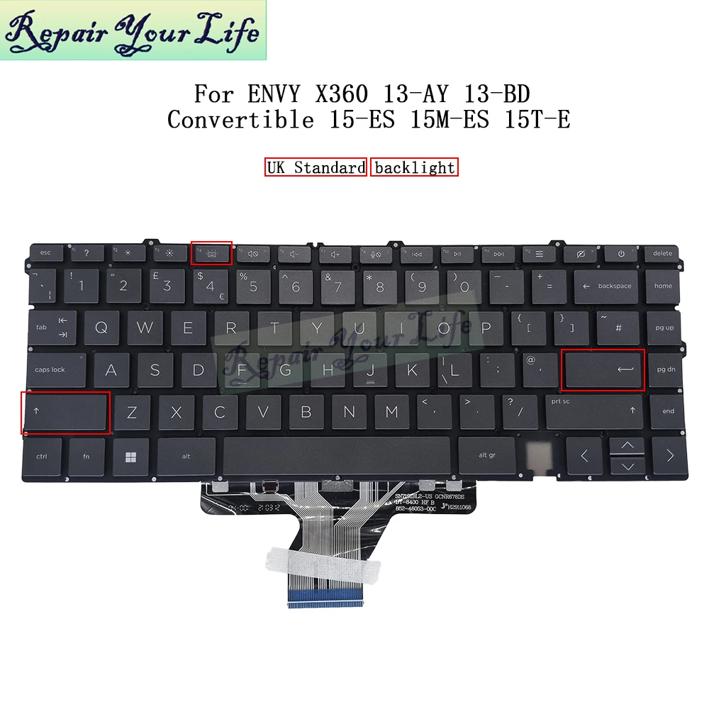 Teclado retroiluminado para HP X360, 15-ES, 15T-ES, 15M-ES, ES000, 13-ay, 13-BD, TPN-W149, W150, M45474-001