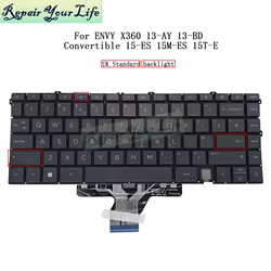Teclado retroiluminado para HP X360, 15-ES, 15T-ES, 15M-ES, ES000, 13-ay, 13-BD, TPN-W149, W150, M45474-001