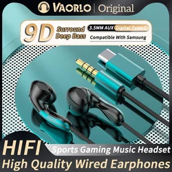 Auriculares con cable USB-C y jack 3,5 mm, graves potentes 9D