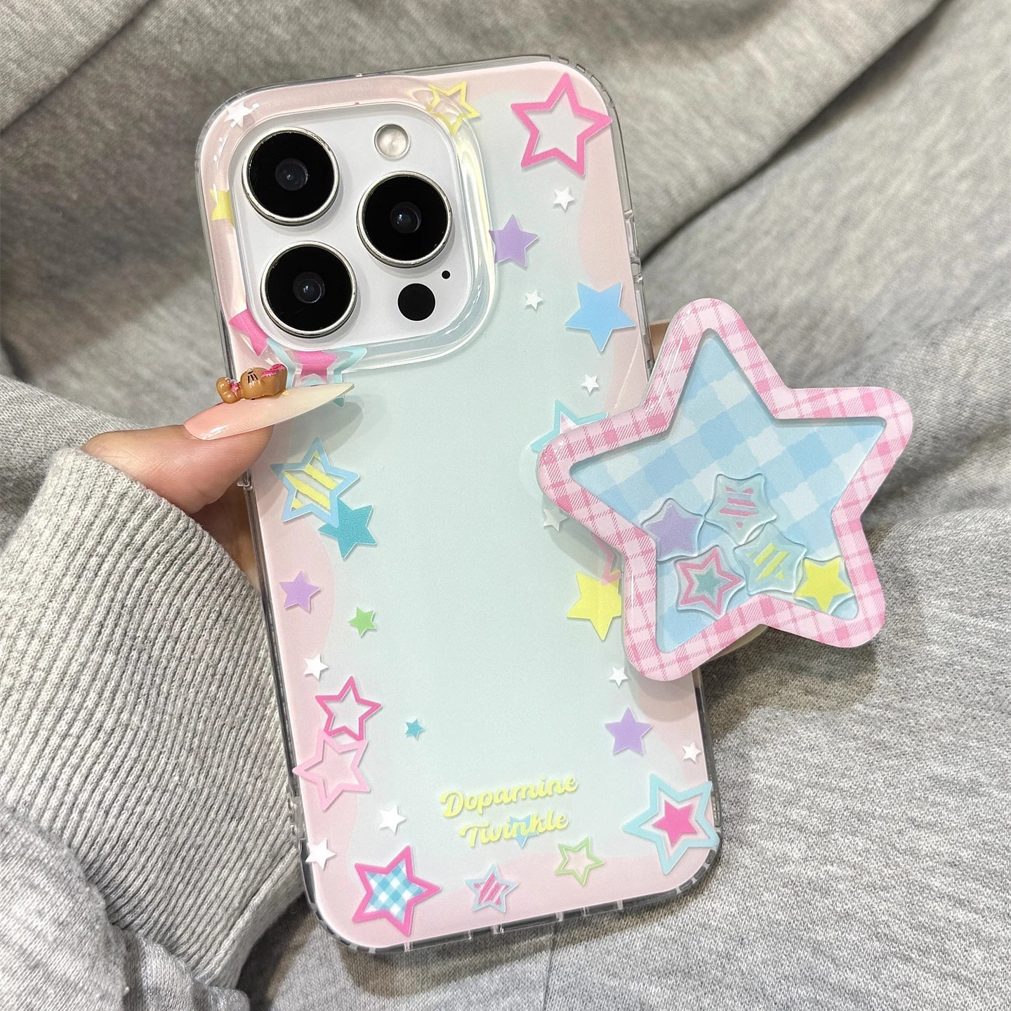 Funda de teléfono creativa y bonita con estrella de cinco puntas para IPhone 16, 14, 15, 13 Pro Max, funda suave de silicona con soporte a prueba de golpes - imagen 2