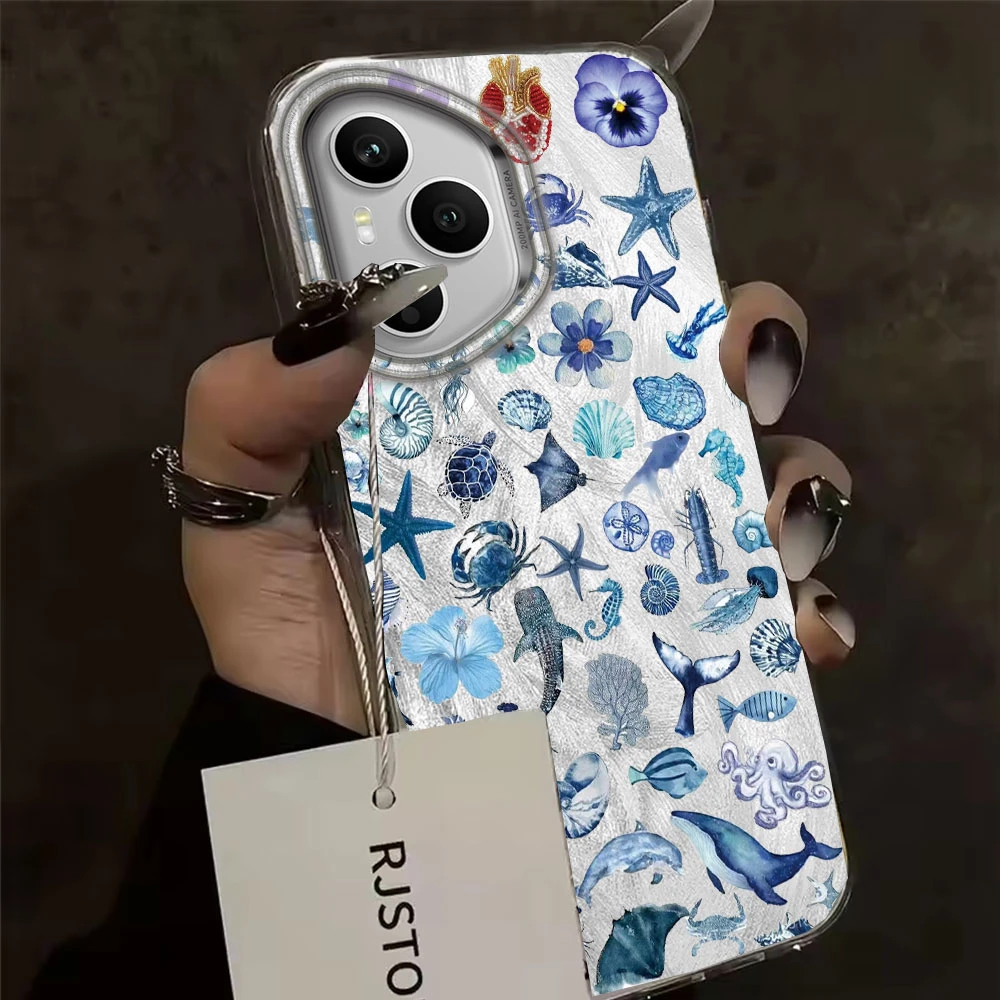 Funda de teléfono con flores de animales marinos para Honor 400 200 90 Smart Pro Magic7 6 5 70 Lite X9a X9c X9b X8b X8a X8c X7c X6c X6b X6c - imagen 4