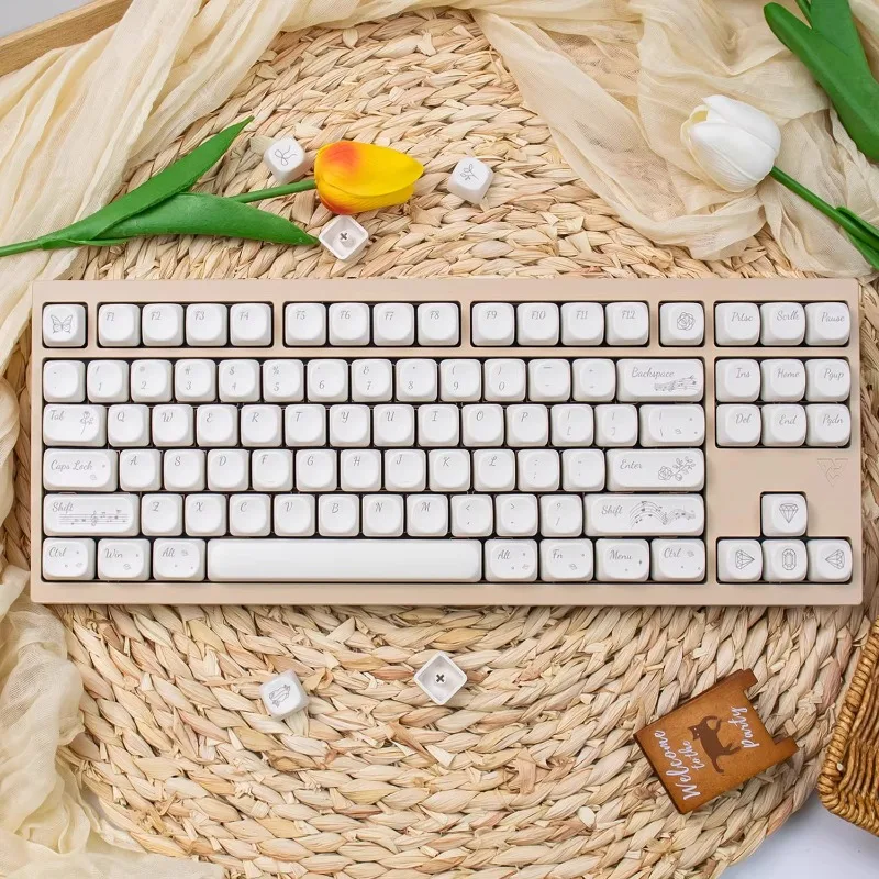 Teclas con tema Rose Symphony, teclas originales de perfil pbt MOA para teclado mecánico, tapa de tecla personalizada con personalidad blanca - imagen 2
