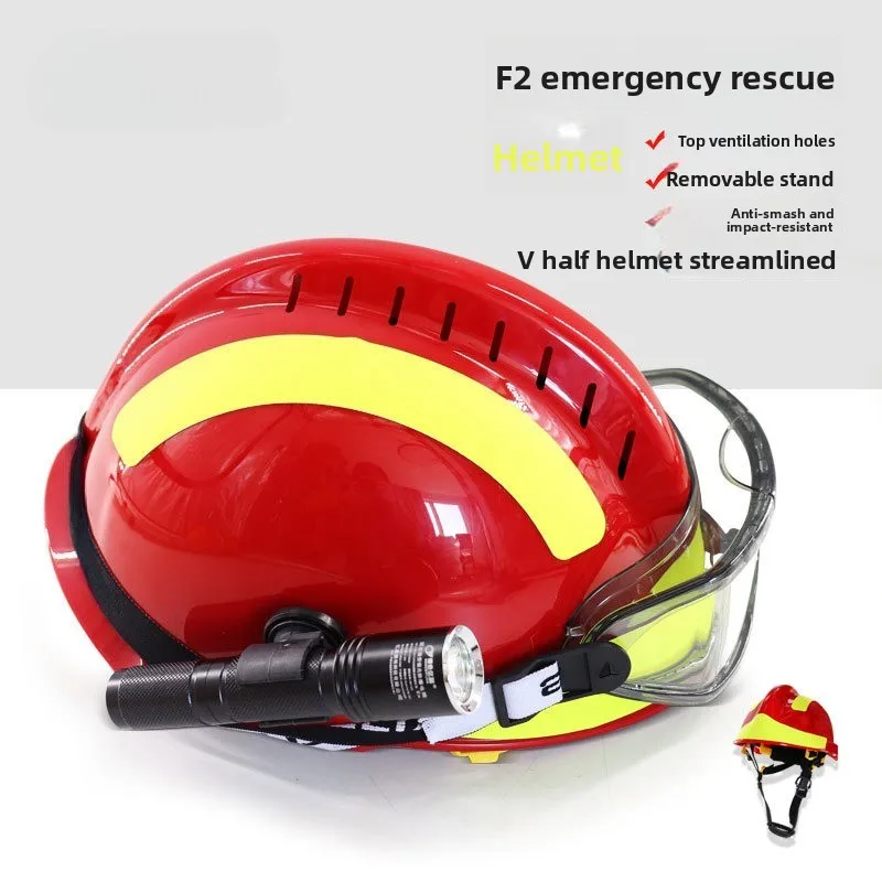 Casco de rescate Fire Rescue F2, gafas, casco de emergencia con tarjeta luminosa que se puede equipar con linterna