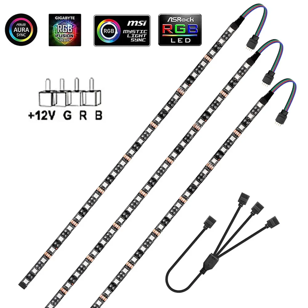 Tira de luces Led RGB de 12V y 4 pines para videojuegos, cinta RGB 5050 para Aura Sync MSI Mystic Light, Control de placa base, retroiluminación de carcasa de ordenador