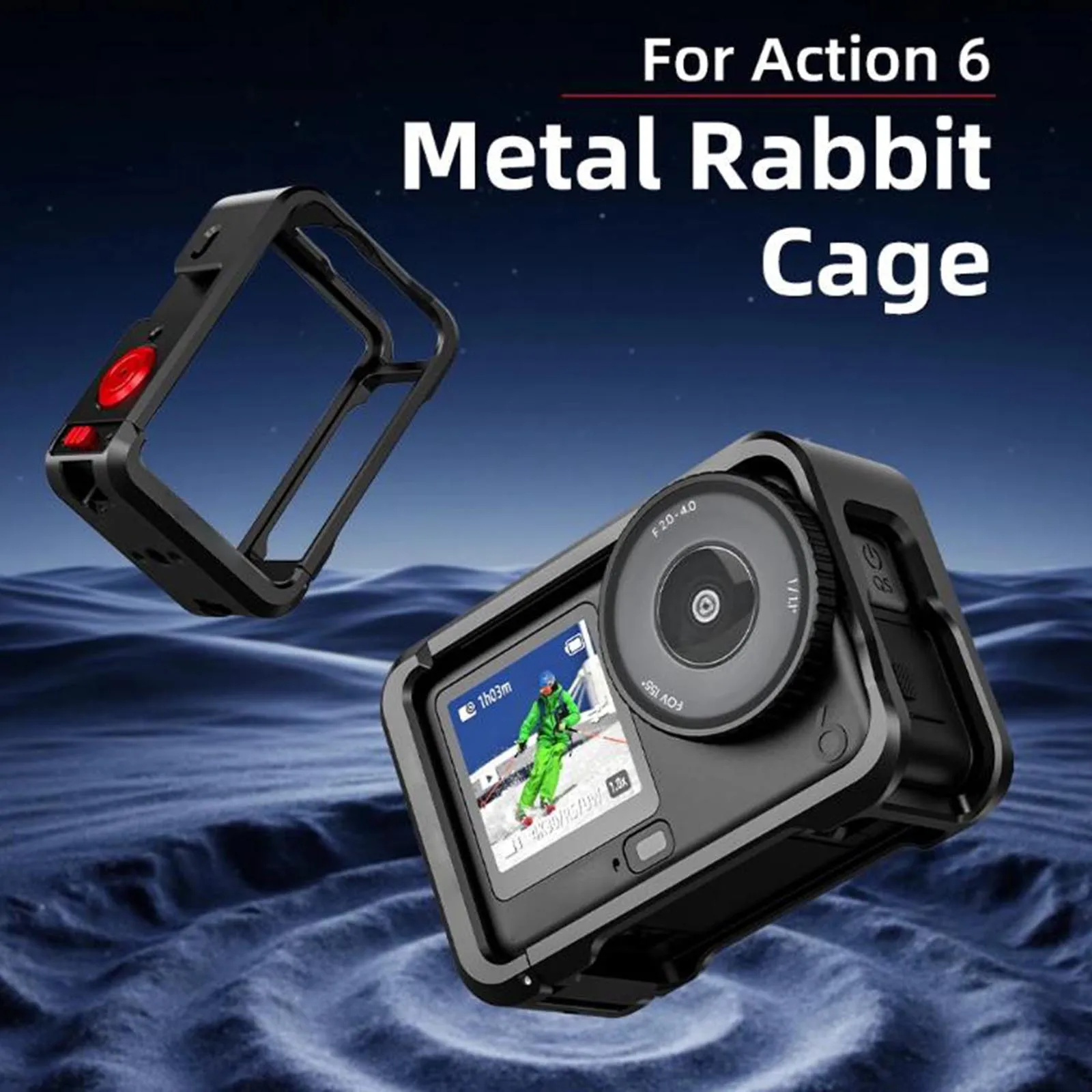 Marco protector Jaula de cámara de aleación de aluminio con tapa de lente para cámara de acción DJI Osmo Action 6 - imagen 2