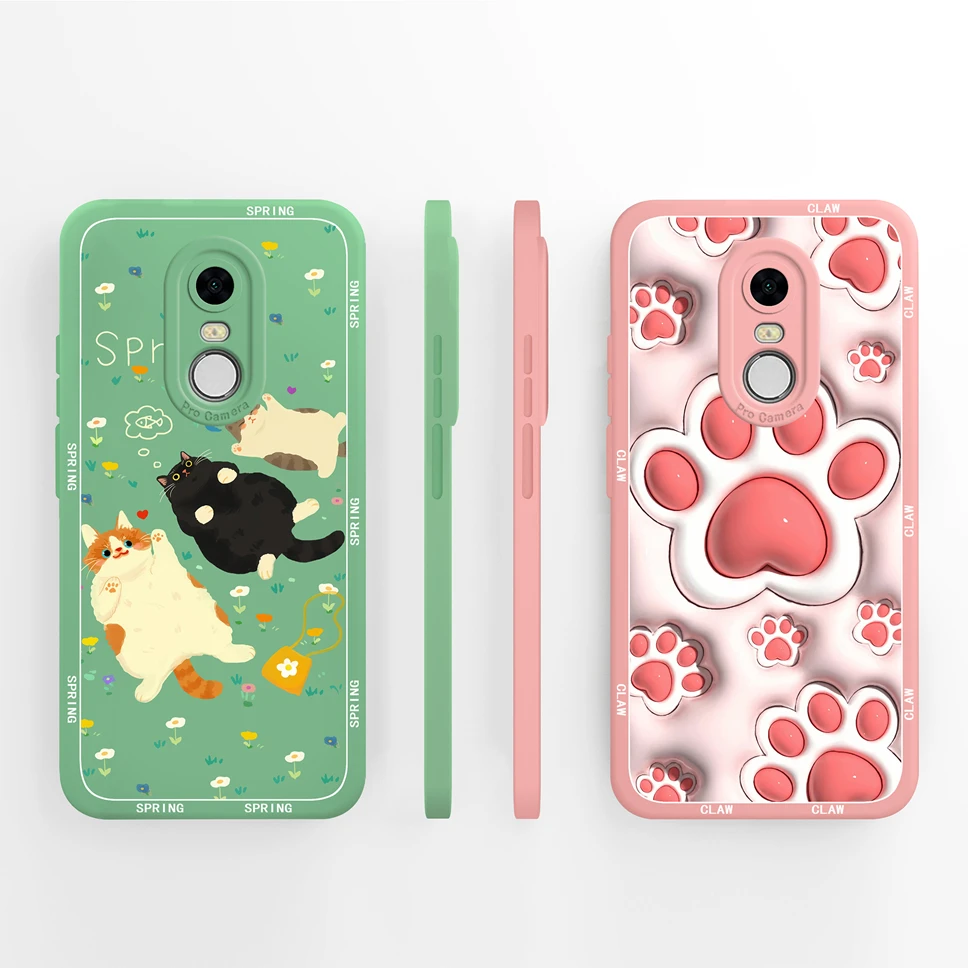 Para Redmi 5 Plus / Redmi Note 5 Funda de teléfono Preciosos patrones de flores de gato Parachoques de alta calidad para Redmi 5 + / Note5 Funda ligera - imagen 3