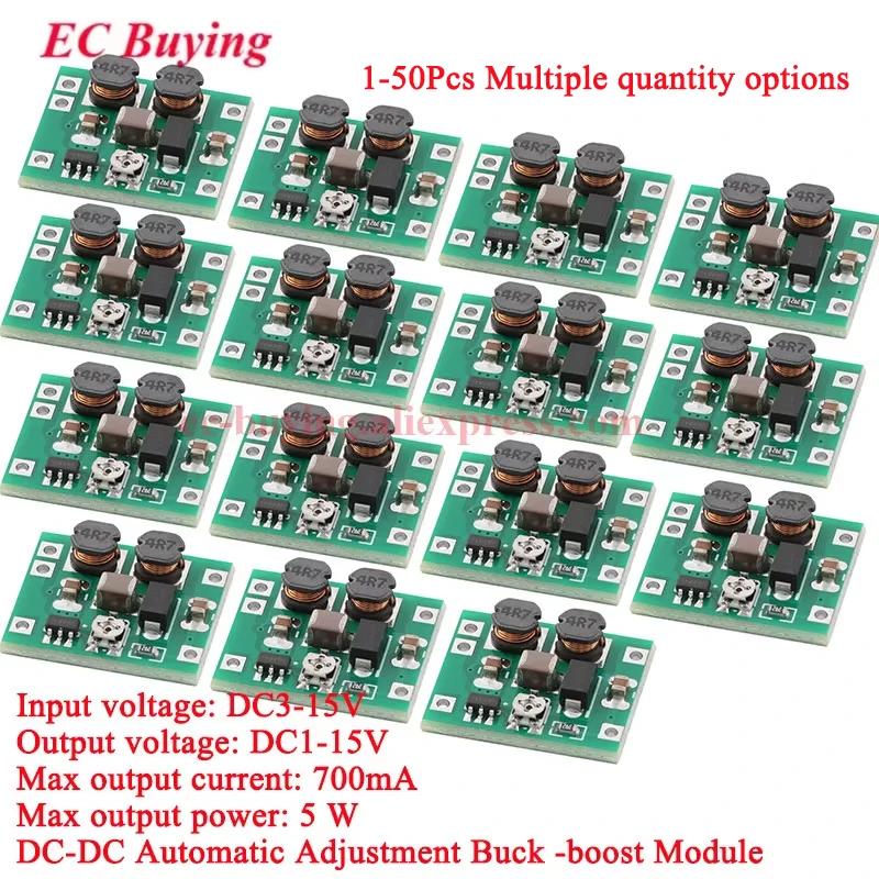 Módulo convertidor buck-boost DC-DC de 1 a 50 Uds., 3V ~ 15V a 1V ~ 15V 5V 6V 9V 12V 700ma/5W, regulador de voltaje de potencia ajustable reductor/arriba