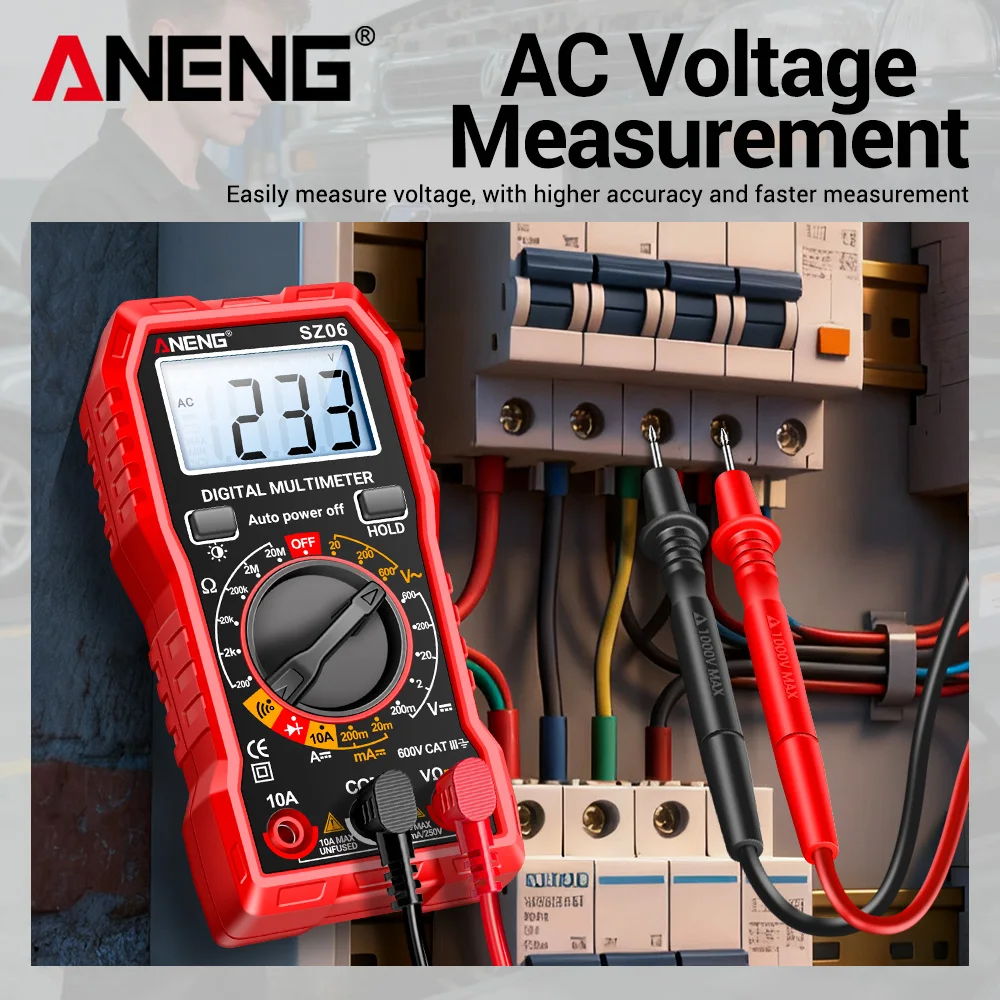 ANENG SZ06 multímetro Digital inteligente de 2000 recuentos medidor de voltaje CA/CC probador de ohmios de corriente CC herramientas Detector herramienta de electricista - imagen 3