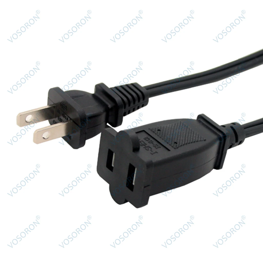Cable de alimentación de extensión de 2 puntas, Cable de alimentación macho/hembra de EE. UU. Para NEMA 5-15P a NEMA 5-15R - imagen 2