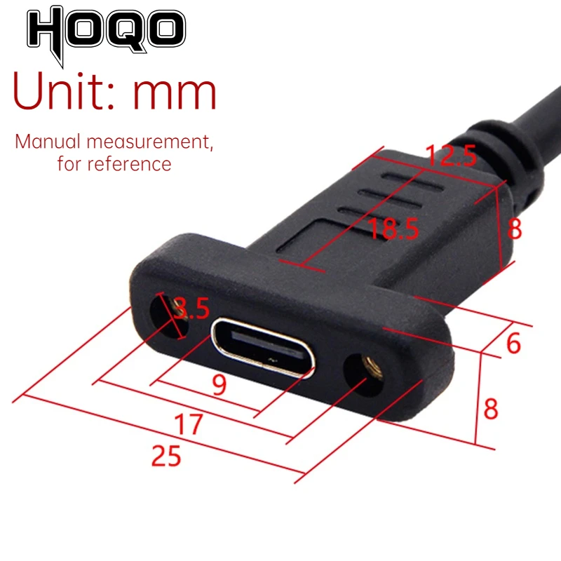 Cable de extensión USB 2,0 tipo C macho a USB C hembra, paso de 17,5mm con tornillos, orificio de montaje en Panel de 0,3 m - imagen 4