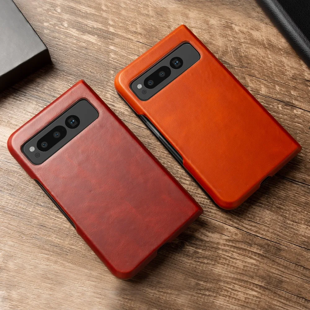 Para Google Pixel funda plegable de lujo cera de aceite Funda de cuero genuino Pixel Fold Capa protectora trasera Coque Carcasa carcasa Vintage - imagen 4
