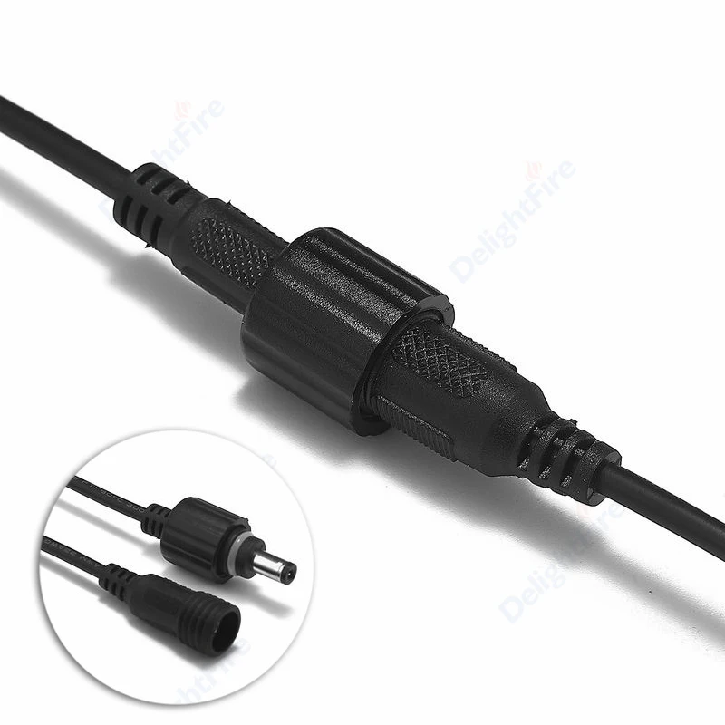 Cable de alimentación en espiral CC resistente al agua, 22AWG, 5,5, conector Jack de 2,1mm, Cable de extensión en espiral para lámpara exterior, barra LED de luz de escenario