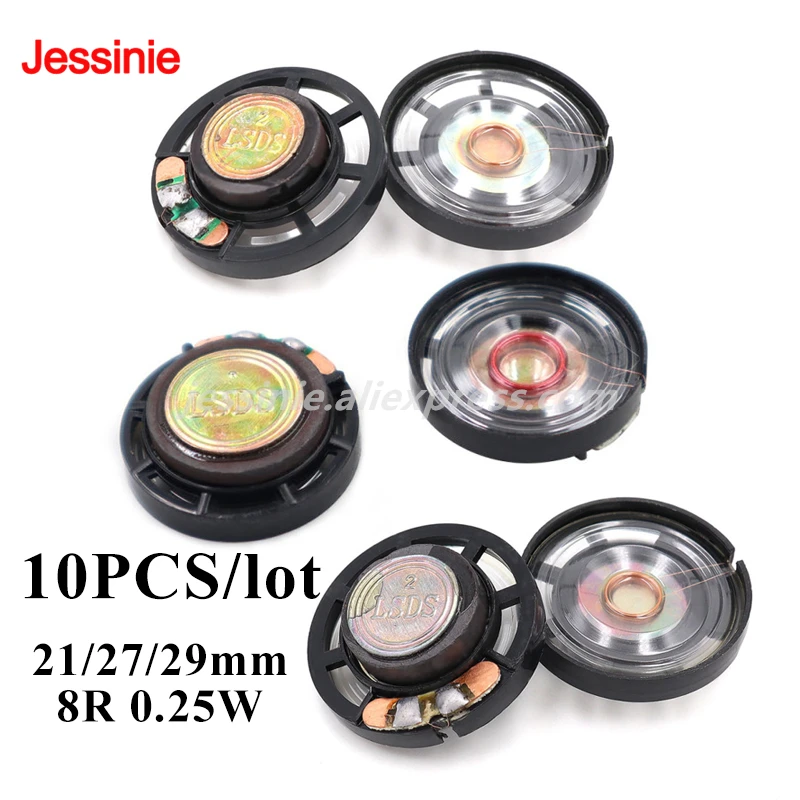 10 unids/lote 21MM/27MM/29MM Mini altavoces portátiles de Audio 8R 0,25 W 8 Ohm 0,25 vatios altavoz magnético externo DIY para juguete