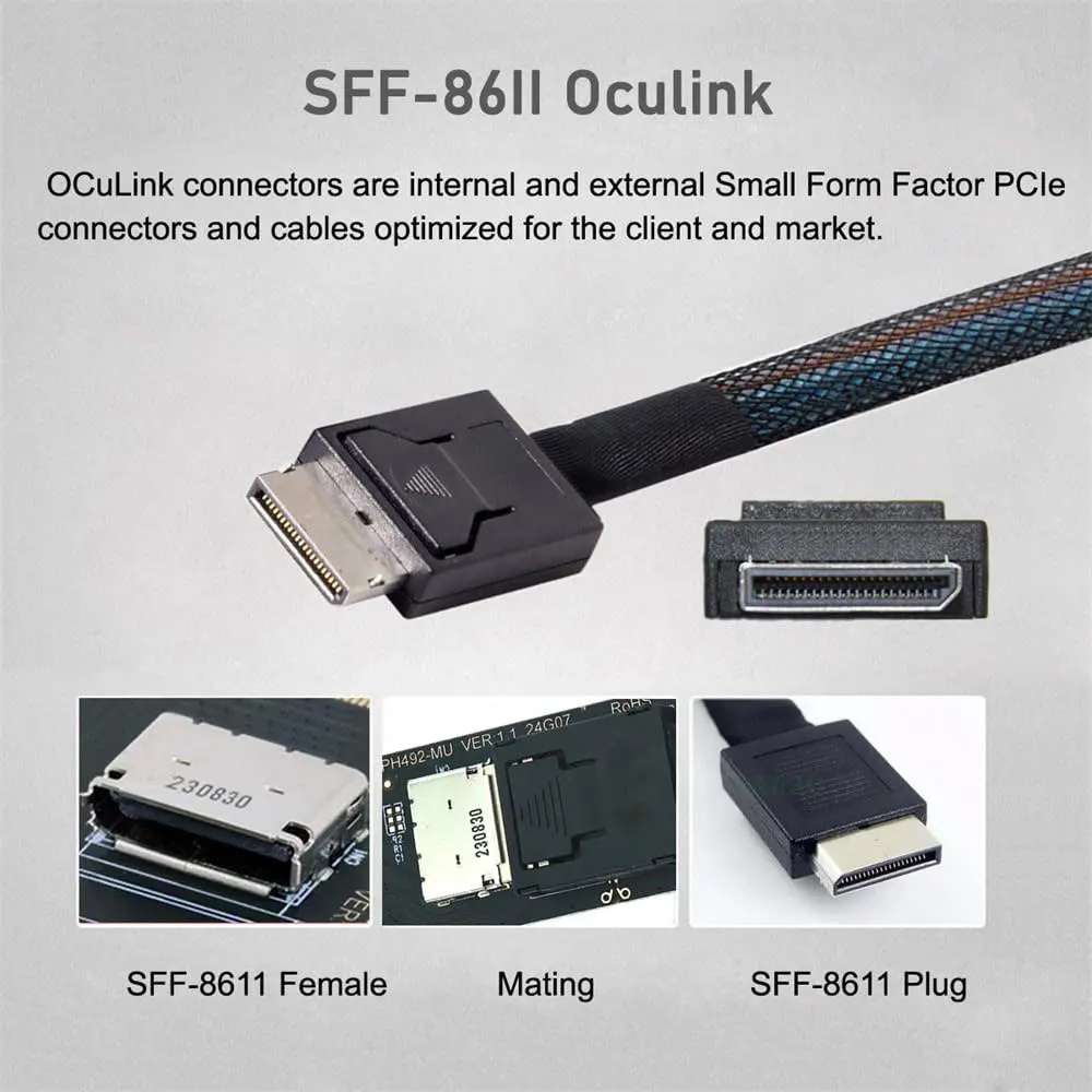 Oculink SFF-8612 a PCI-E 4,0 NVME M.2 M-Key adaptador de Host compatible con 2230/2242/2280 SFF-8612 a M.2 a Oculink para U.2 SSD y eGPU - imagen 2