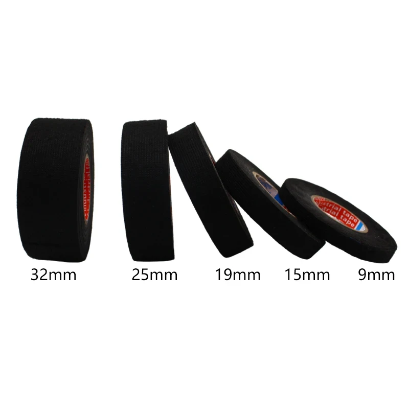 Cinta adhesiva ignífuga resistente al calor de 15M, cinta de tela para arnés de cables de coche, telar de cableado, ancho de protección 9/15/19/25/32MM - imagen 2