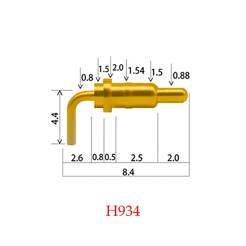 1 pieza de antena doblada Pin superior PIN POGO conector de clavija de resorte chapado de Pin de corriente chapado en oro sonda de prueba de resorte de 90 grados - imagen 4
