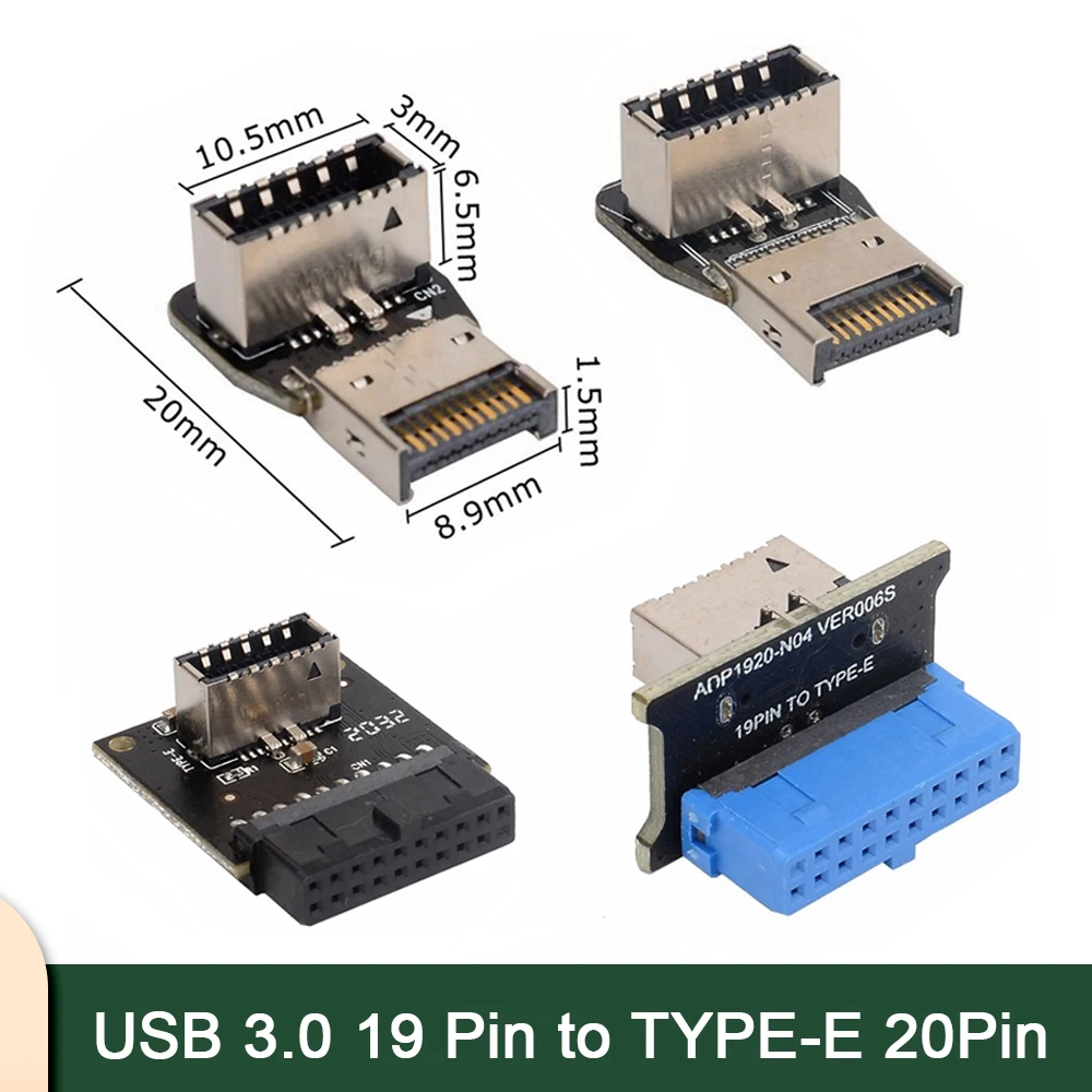 Enchufe de Panel frontal USB 3,0 tipo C, adaptador de extensión de cabezal de 19 pines a TYPE-E de 20 pines para placa base ASUS, interfaz externa USB3.1