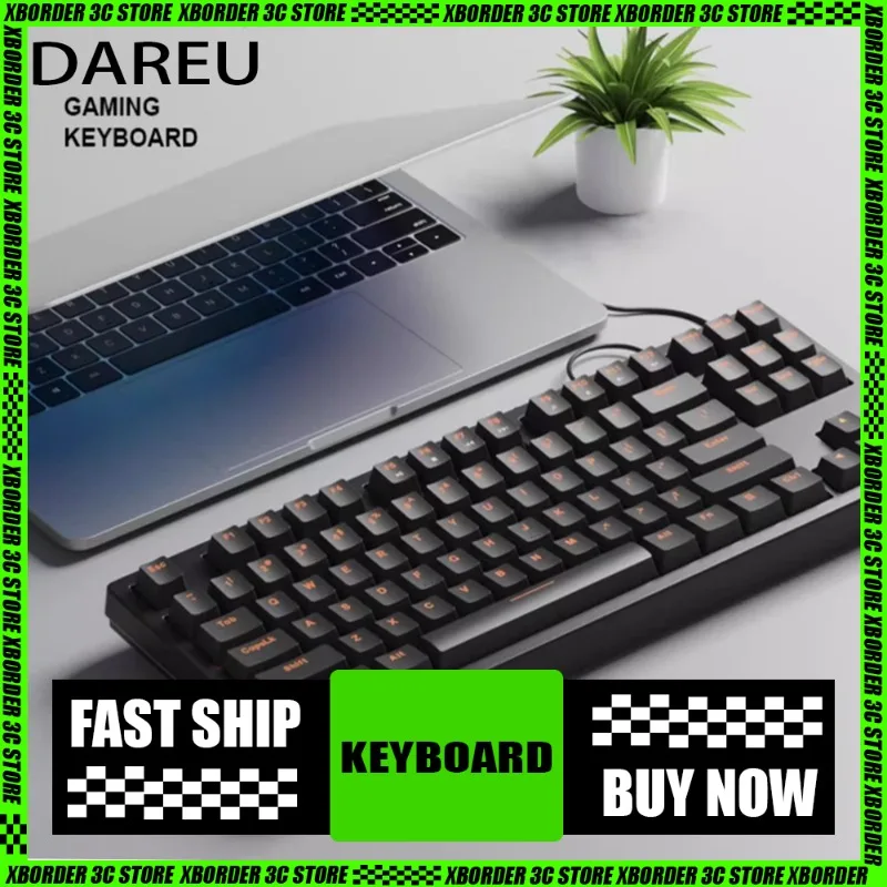Teclado mecánico DAREU DK100 con 87 teclas y teclas de Material ABS Teclado mecánico con cable Teclado para juegos y deportes