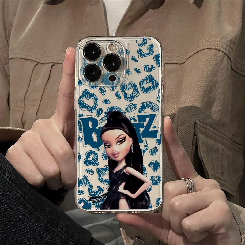 Funda de teléfono Bratz de muñeca encantadora a la moda para iPhone 16 15 14 13 12 11 Mini Pro Max X XR XSMax 7 8 Plus SE20 cubierta transparente - imagen 5