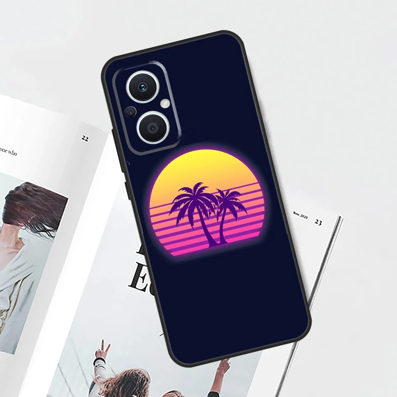 Funda Retrowave de palmas de neón de los años 80 para OPPO Find X9 X5 X6 X8 Pro OPPO Reno 14 13 12 11 10 Pro 14F 13F 12F 7 8 Lite - imagen 2