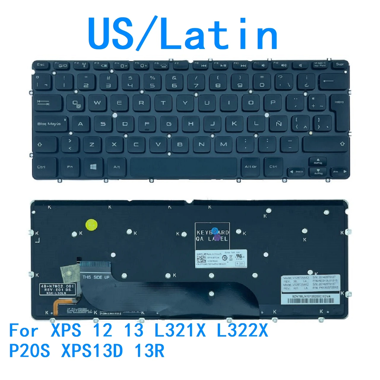 Nuevo teclado retroiluminado en idioma latino de EE. UU. para Dell XPS 12 13 L321X L322X P20S XPS13D 13R teclado de repuesto 0P6DWF MP-11C7