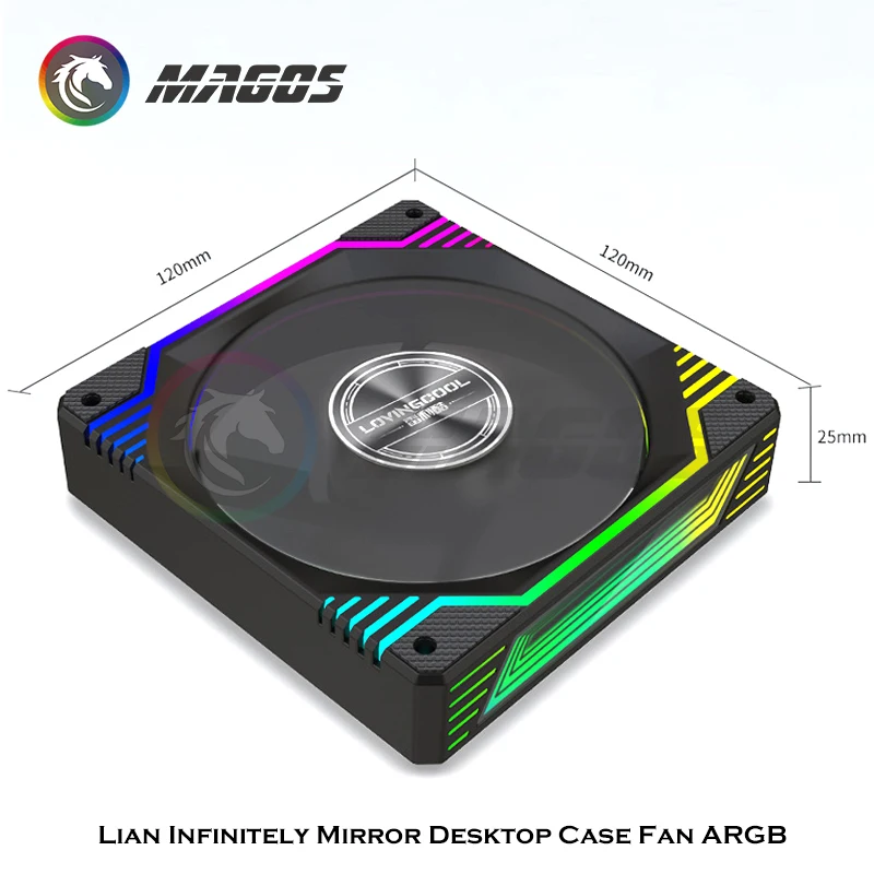 Ventilador RGB con espejo para PC, dispositivo con visión infinitamente, Similar a Lian Li, 53CFM, silencioso, adelante y marcha atrás, 5V, ASUS AURA SYNC - imagen 2