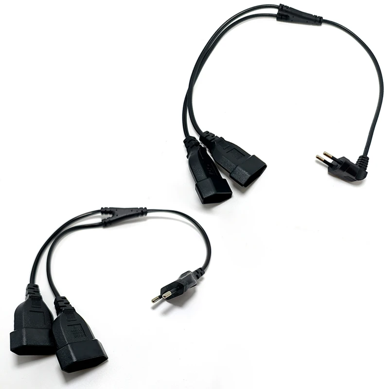 1 Uds CEE7/16 EU 2 clavijas macho a hembra salida Dual, Cable de extensión de salida de 2 vías Cable divisor de potencia europeo M/F