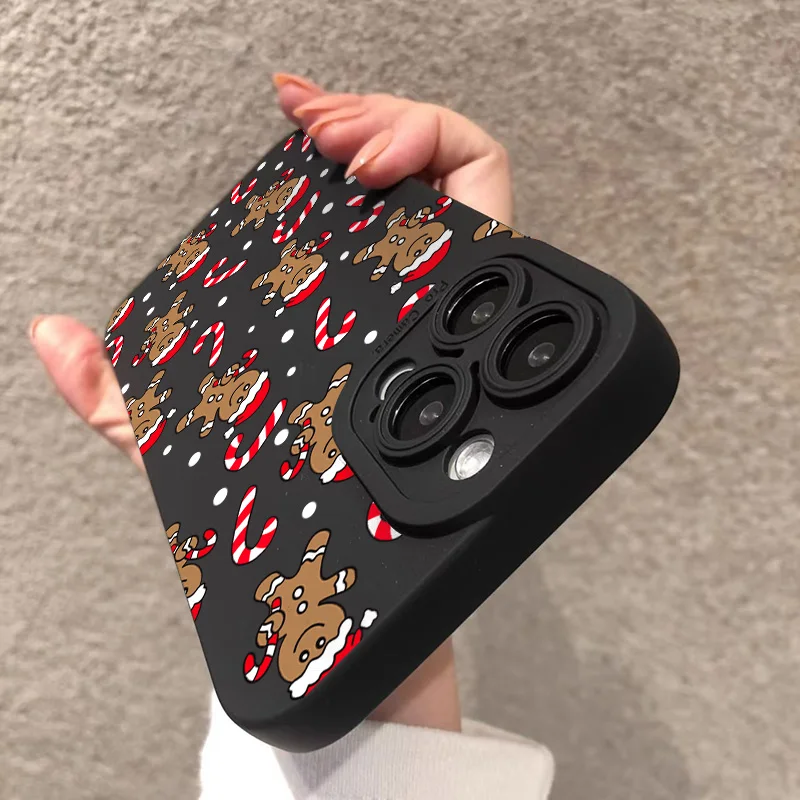Funda de teléfono con patrón de bastón de caramelo y hombre de jengibre navideño para Xiaomi Redmi Note 14 13 12 Pro Plus 5G 12S 11 10 14C 15C 13C
