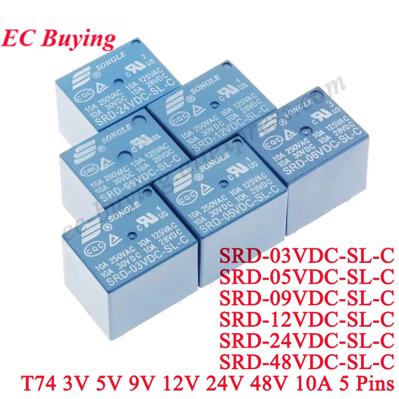 1-10 Uds relé SRD-03VDC-SL-C SRD-05VDC-SL-C SRD-24VDC-SL-C SRD-12VDC-SL-C 3V 5V 6V 9V 12V 24V 48V 10A 250VAC 5PIN relés - imagen 3