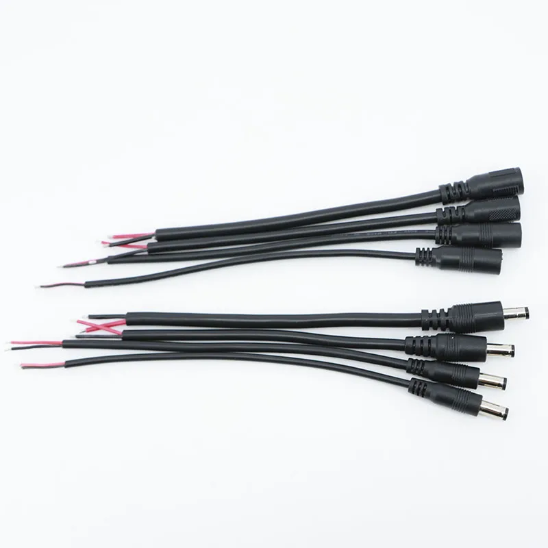 5,5 MM x 2,5 MM 2 pines DC macho hembra 22/20/18/16awg conector de alimentación cable extremo Cable de reparación de suministro 5525 DC5525 coletas - imagen 3