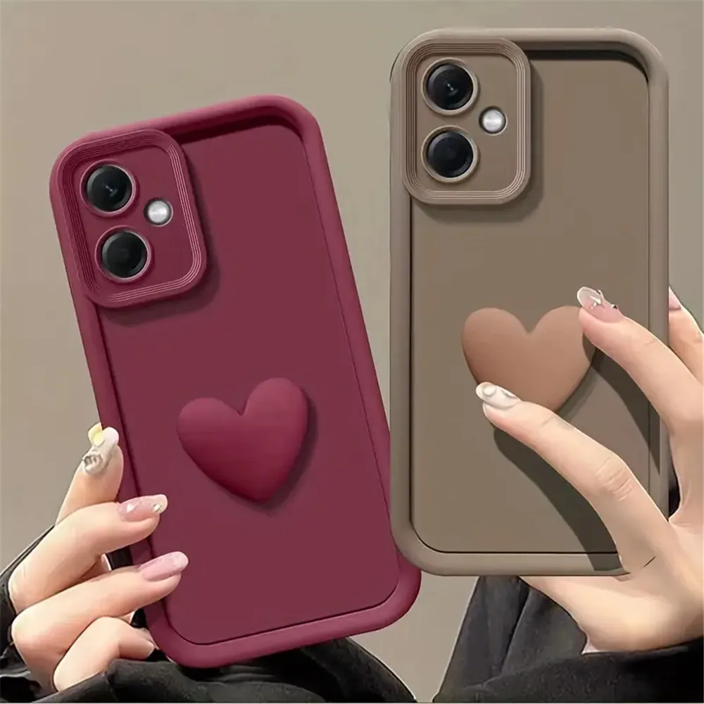 Funda de silicona suave mate con corazón de amor 3D para Xiaomi Redmi Note 13 Pro 4G 5G, funda para teléfono Redmi Note 13 Pro Plus a prueba de golpes - imagen 2
