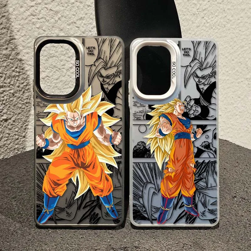 D-Dragon Ball Goku Anime para Redmi Note 14 13 12 11 10 9 8 Pro Plus funda de teléfono plateada colorida