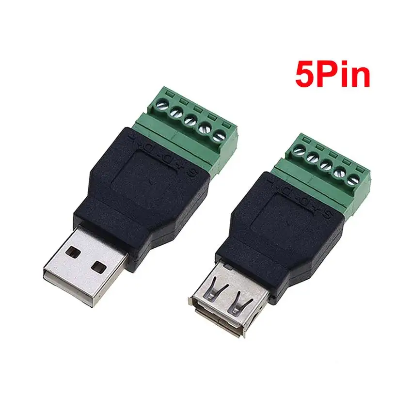 Conector USB 2,0 para evitar enchufes de soldadura, USB tipo A macho hembra a 4 pines, 5 pines, Terminal de tornillo, enchufe adaptador para ordenador y TV - imagen 4