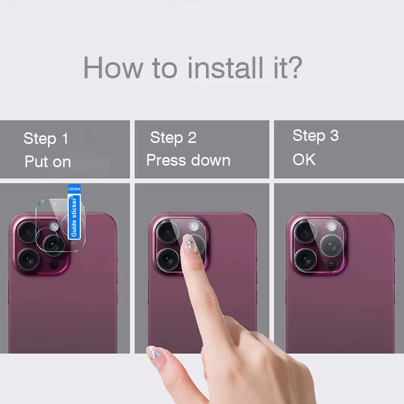 3 uds HD cristal de lente de cámara transparente para iPhone 17 Pro max 17 Air 17Pro cubierta de lente trasera tapa protectora de vidrio - imagen 5