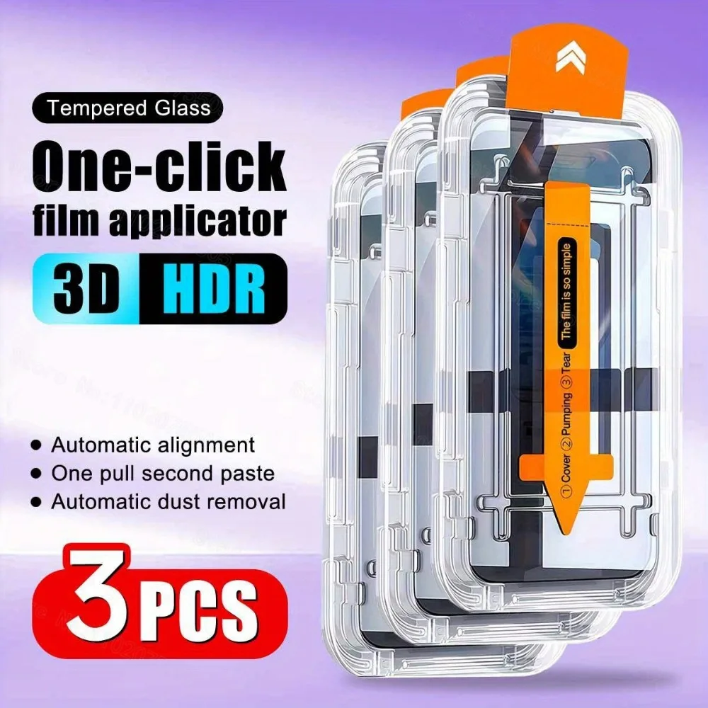 Película protectora de pantalla de teléfono móvil templada HD de 3 uds, para aplicación de un clic Honor X9/X9d/X8c/X70/X7d/X7c/X6c/X5c Lite - imagen 2
