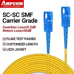 AMPCOM Cable Fibra Óptica SC/SC UPC Monomodo Simplex Baja Pérdida