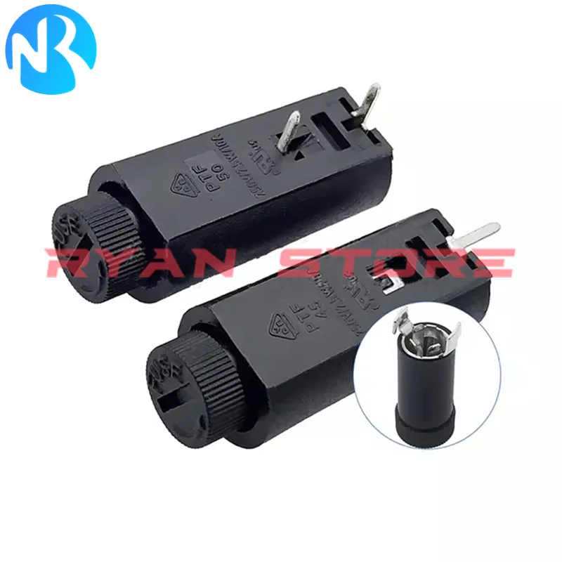 Portafusibles de 5x20MM, 20 piezas/50, 10A250V, 2,5 W, montaje en Panel PCB, Vertical/Horizontal, resistencia a altas temperaturas, PTF45/50