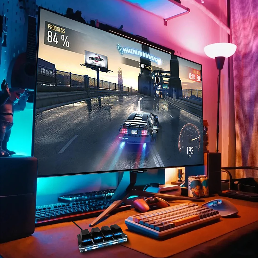 Mini 4 teclas seleccionadas todo corte copiar pasta Macro Pad Ctrl A X C V atajo teclado de una mano RGB teclado mecánico para juegos tecla OSU - imagen 4