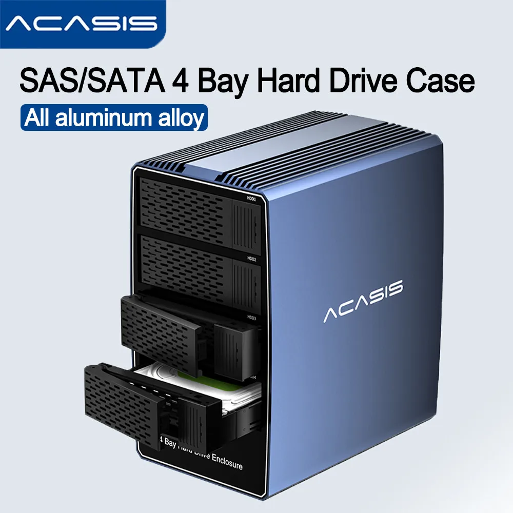 Caja de disco duro SAS/SATA ACASIS de 4 compartimentos, carcasa de disco duro SAS externa de 2,5/3,5 pulgadas con Cable de USB-C a USB-A/C, funda HDD SSD - imagen 2