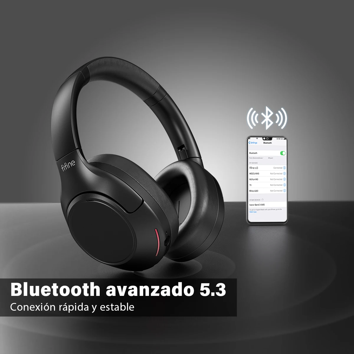 Auriculares inalámbricos Bluetooth FIFINE, auriculares con cancelación de ruido con modo de transparencia, graves profundos, llamadas claras, tiempo de reproducción 80H -X3 - imagen 3